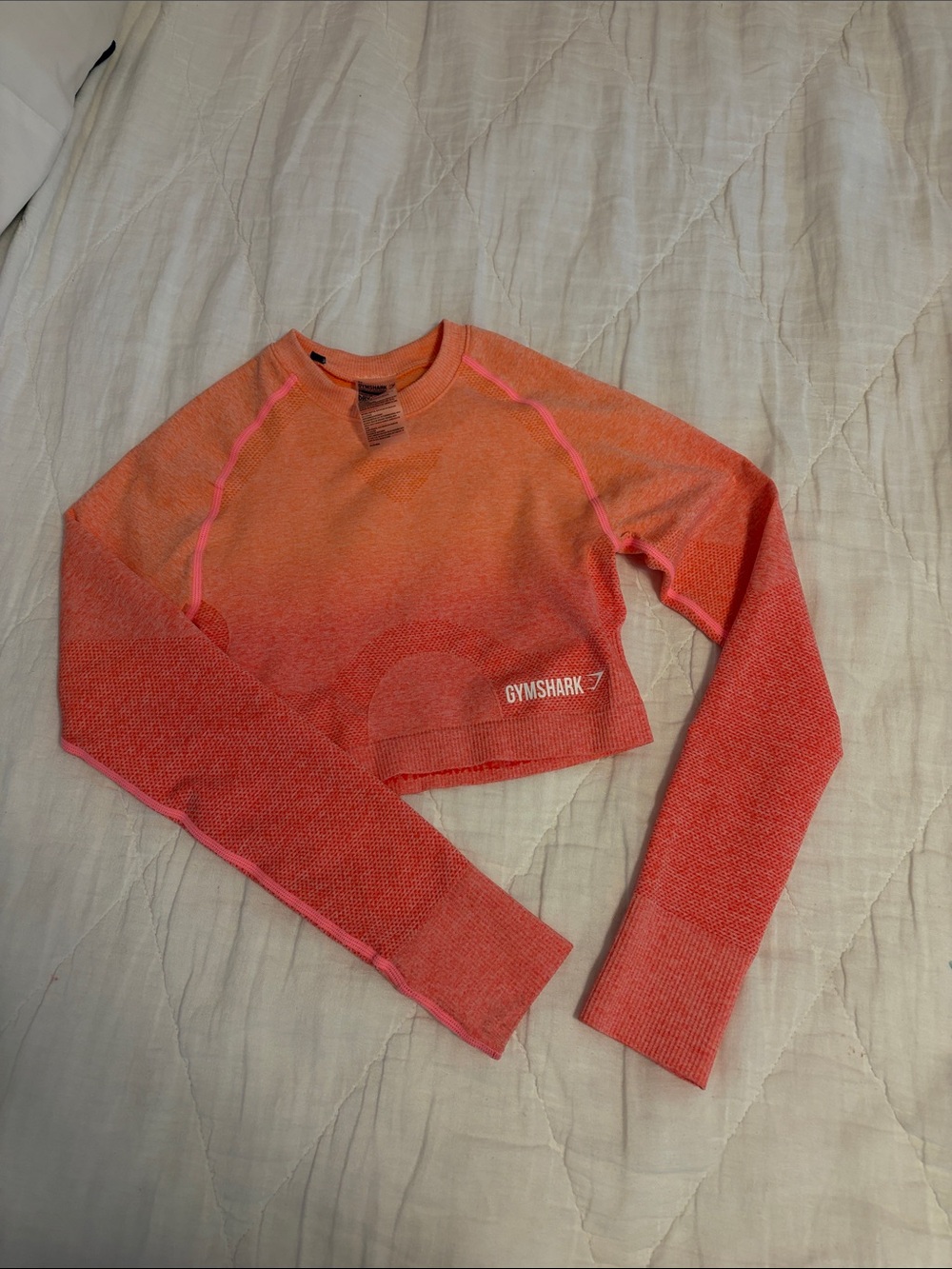 NEW Gymshark Coral to Pink Ombre Long Sleeve Crop Top